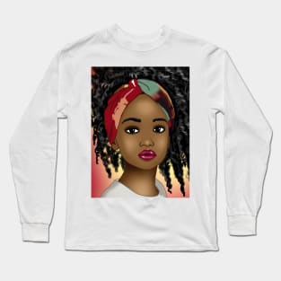 cute black girl digital art drawing Long Sleeve T-Shirt